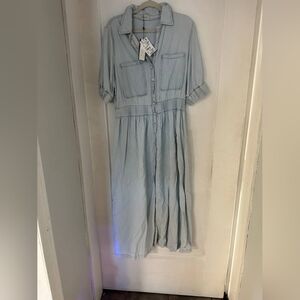 Elegant Light Blue Long Sleeve Dress